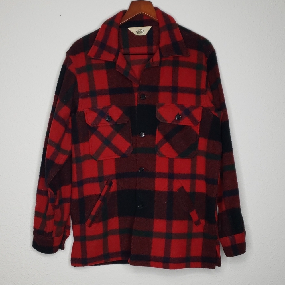Vintage Woolrich Mackinaw Buffalo Plaid Hunting Jacket Size 42 Lumberjack Thick - Picture 2 of 16